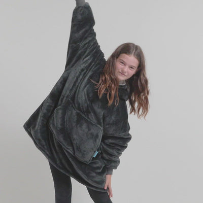 Kids Hoodie Blanket - Dark Grey