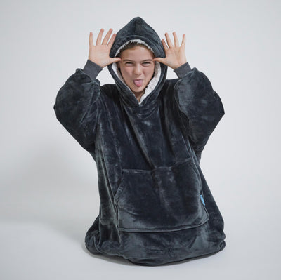 Kids Hoodie Blanket - Dark Grey